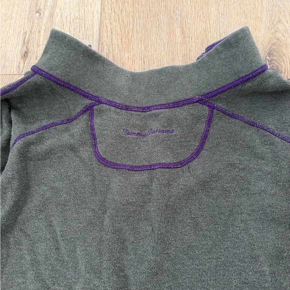 Tommy Bahama Reversible Purple and Gray 1/4 Zip Pullover - Picture 4 of 9